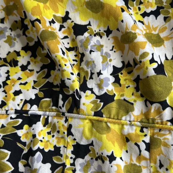 MAGGY LONDON SLEEVELESS COTTON FITTED BUST YELLOW/BLACK FLORAL DRESS SZ 10 - Picture 14 of 15
